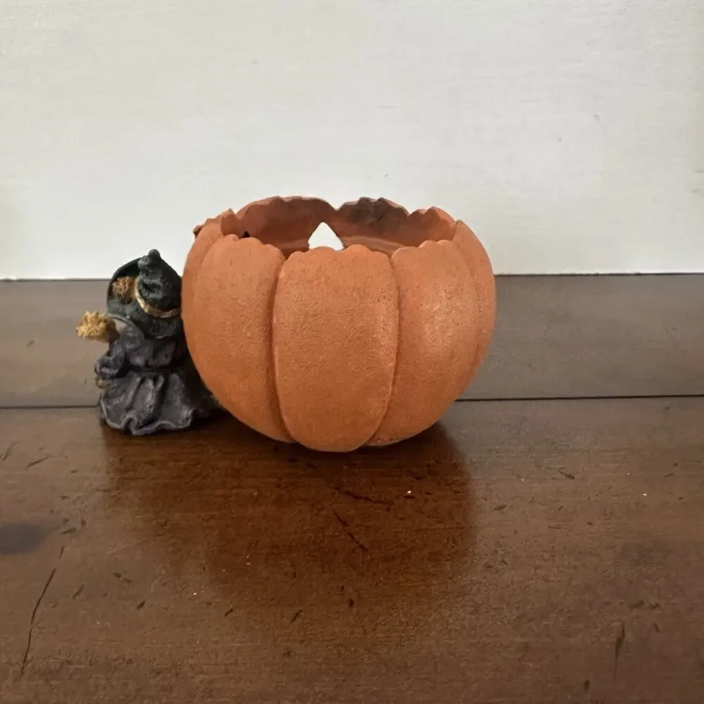 Boyds Bear Halloween Candle Votive Emma Witchy Bear Pumpkin Magic 2770 Vintage
